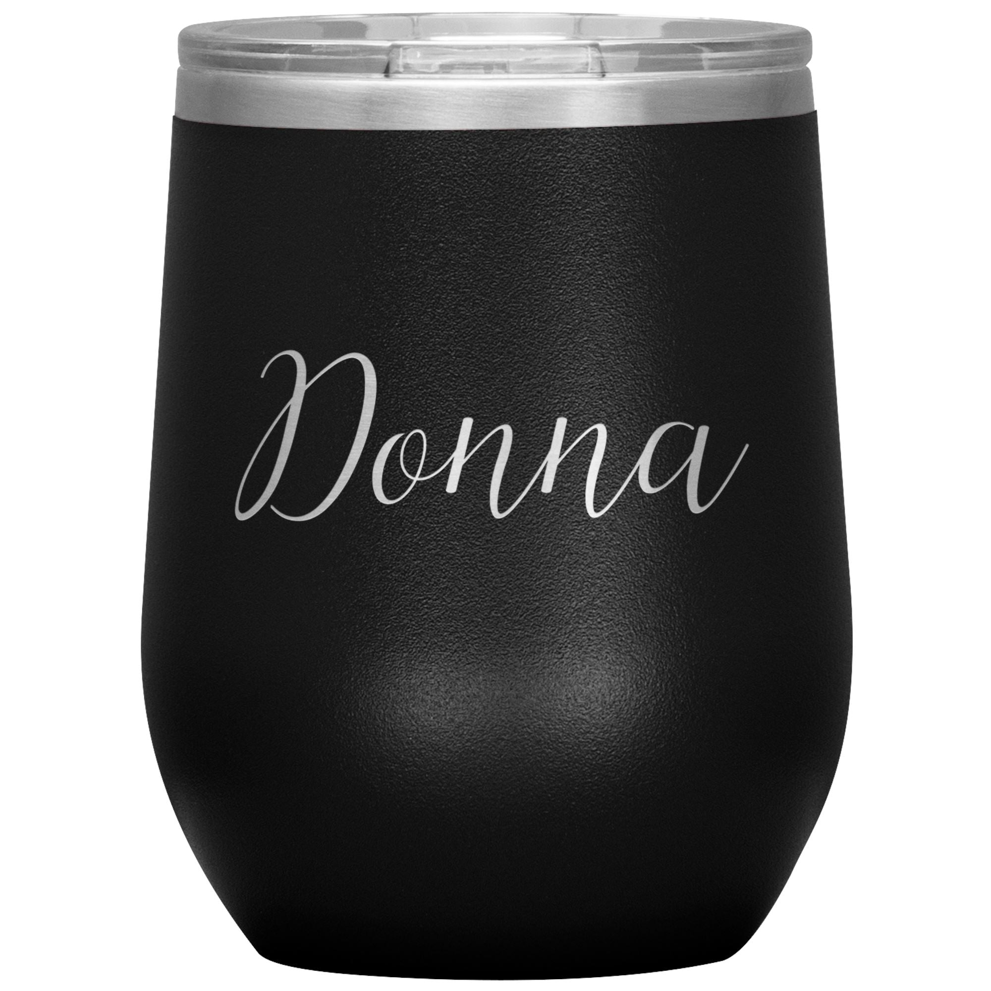 Donna - Personalized Wine Tumbler Wine Tumbler teelaunch Black 