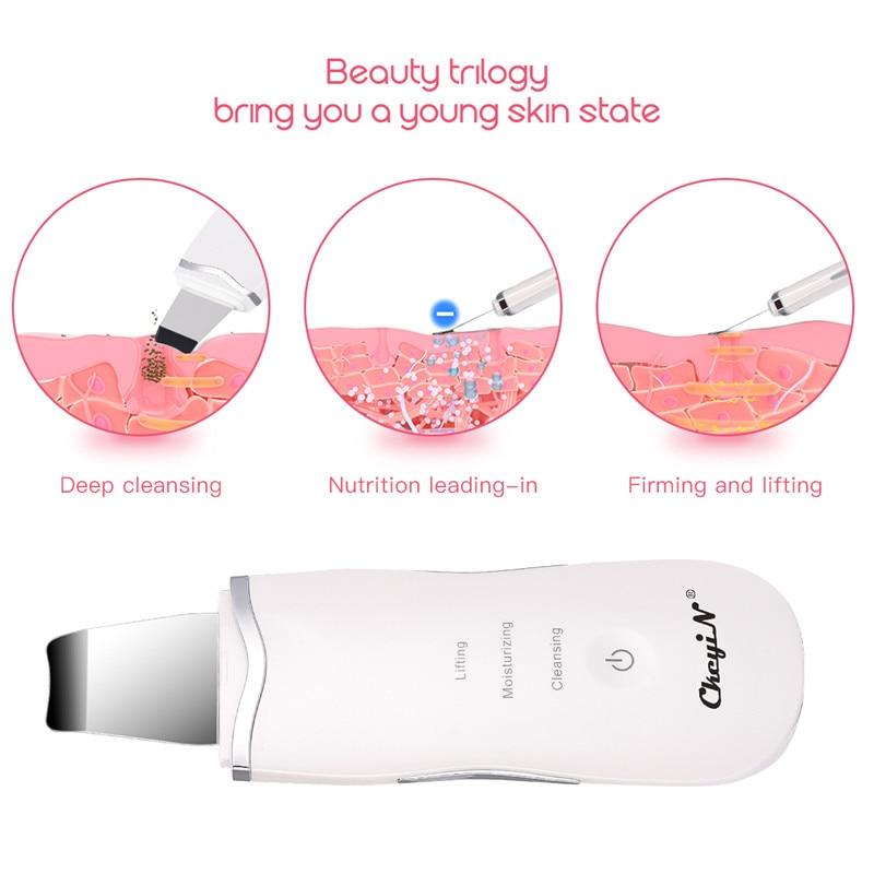 Ultrasonic Skin Scrubber Skin Peeling Extractor Facial Deep Cleaning Beauty Device + Skin Rejuvenation Nano Face Mist Steamer 40 GearRex 