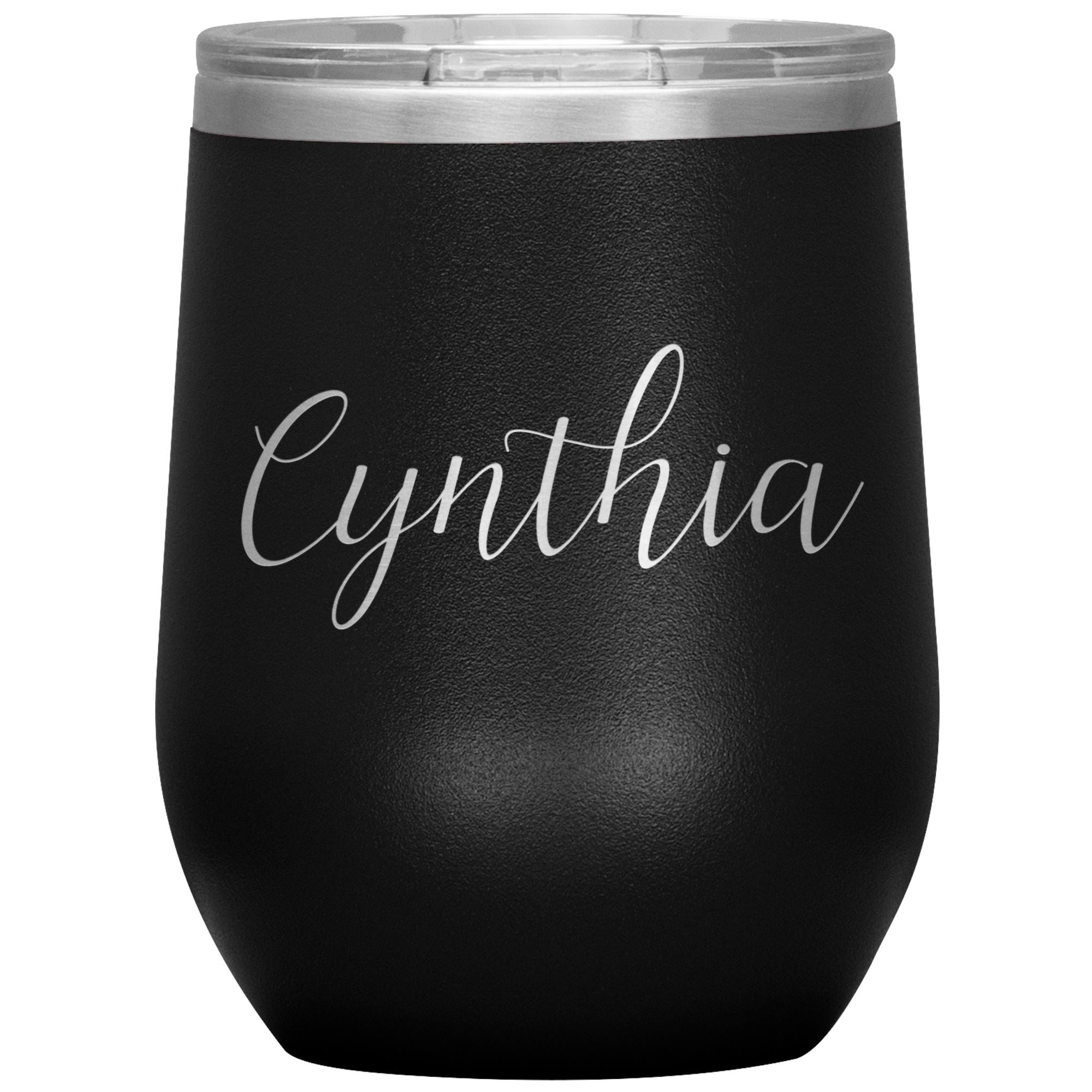 Cynthia - Personalized Wine Tumbler Wine Tumbler teelaunch Black 