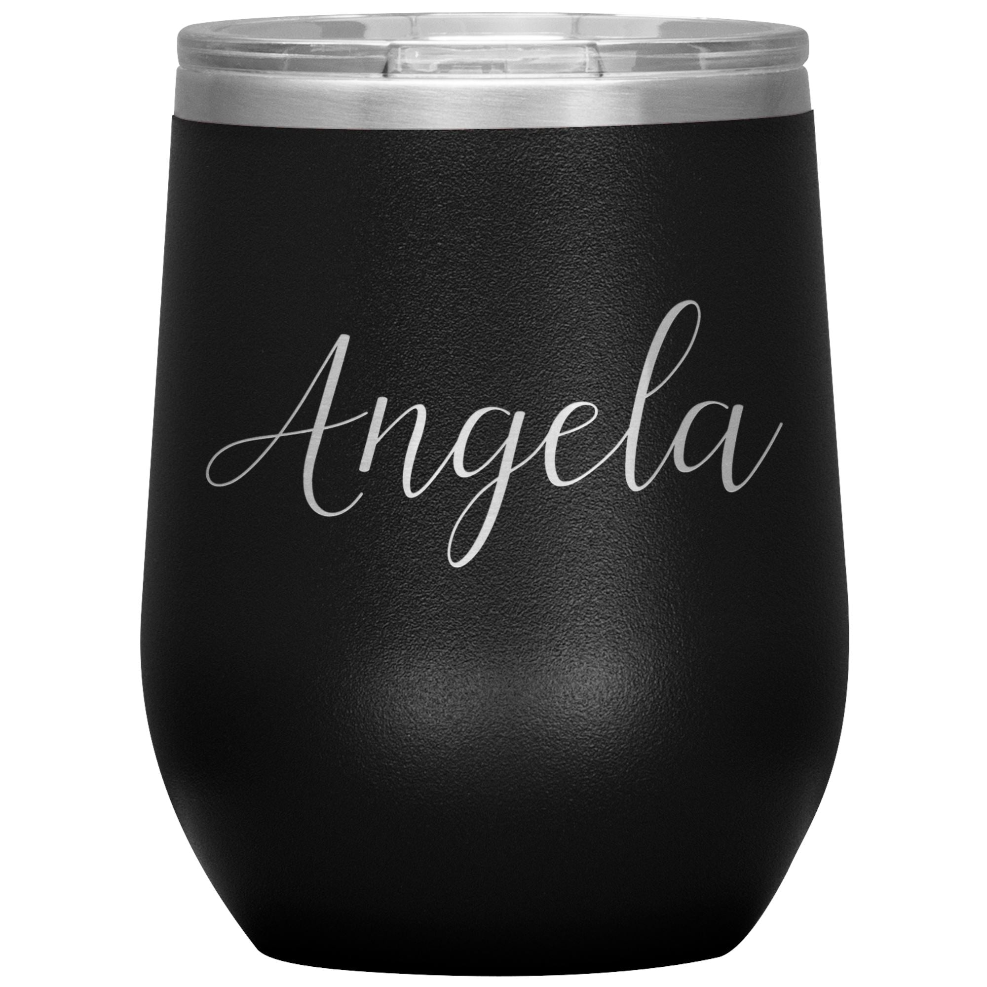 Angela - Personalized Wine Tumbler Wine Tumbler teelaunch Black 