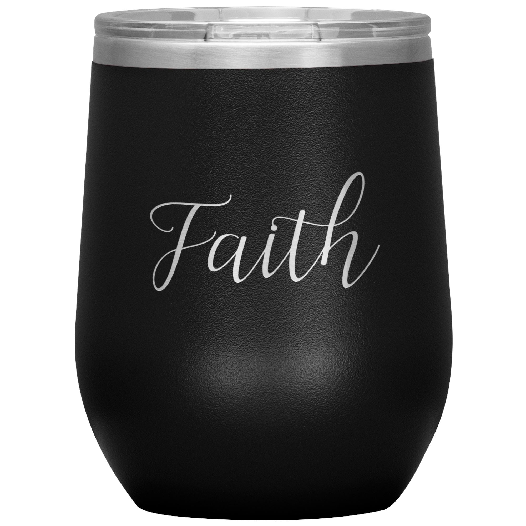 Faith - Personalized Wine Tumbler Wine Tumbler teelaunch Black 