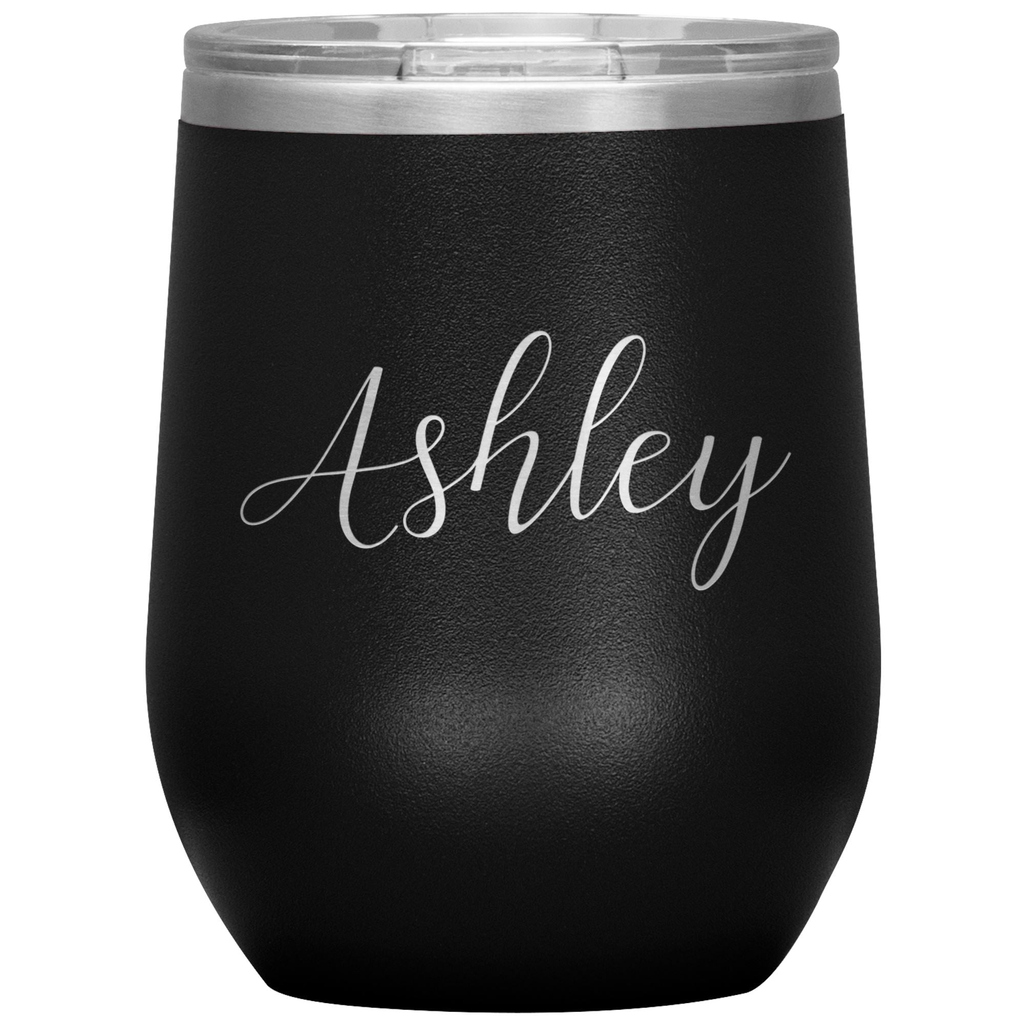Ashley - Personalized Wine Tumbler Wine Tumbler teelaunch Black 