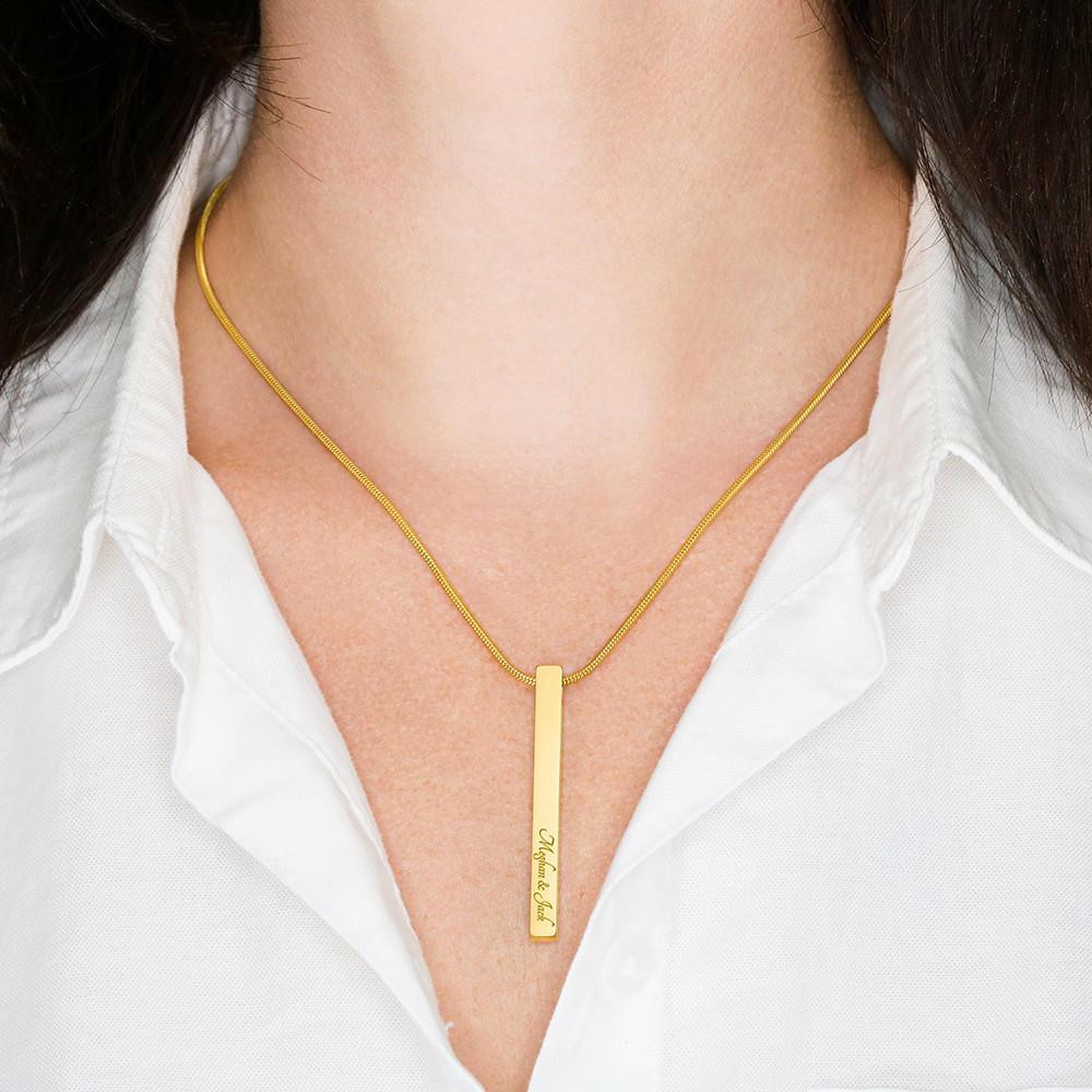 Vertical Stick Necklace (Limited Edition) Jewelry ShineOn Fulfillment Gold Engraved 4 Sided Stick Necklace 