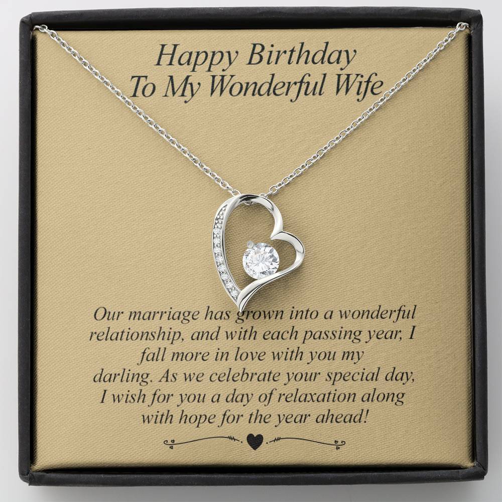 Happy Birthday To My Wonderful Wife - Heart Necklace Jewelry ShineOn Fulfillment 