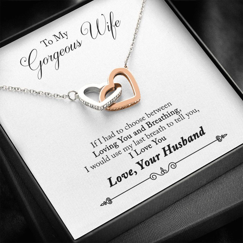 To My Wife - Two Hearts Necklace Jewelry ShineOn Fulfillment 