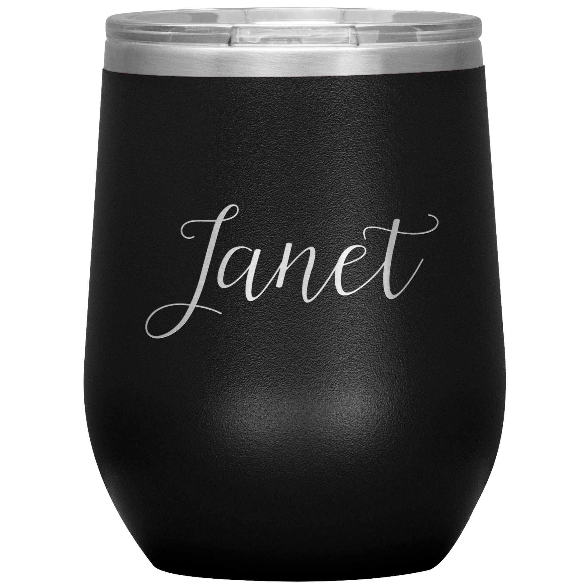 Janet - Personalized Wine Tumbler Wine Tumbler teelaunch Black 