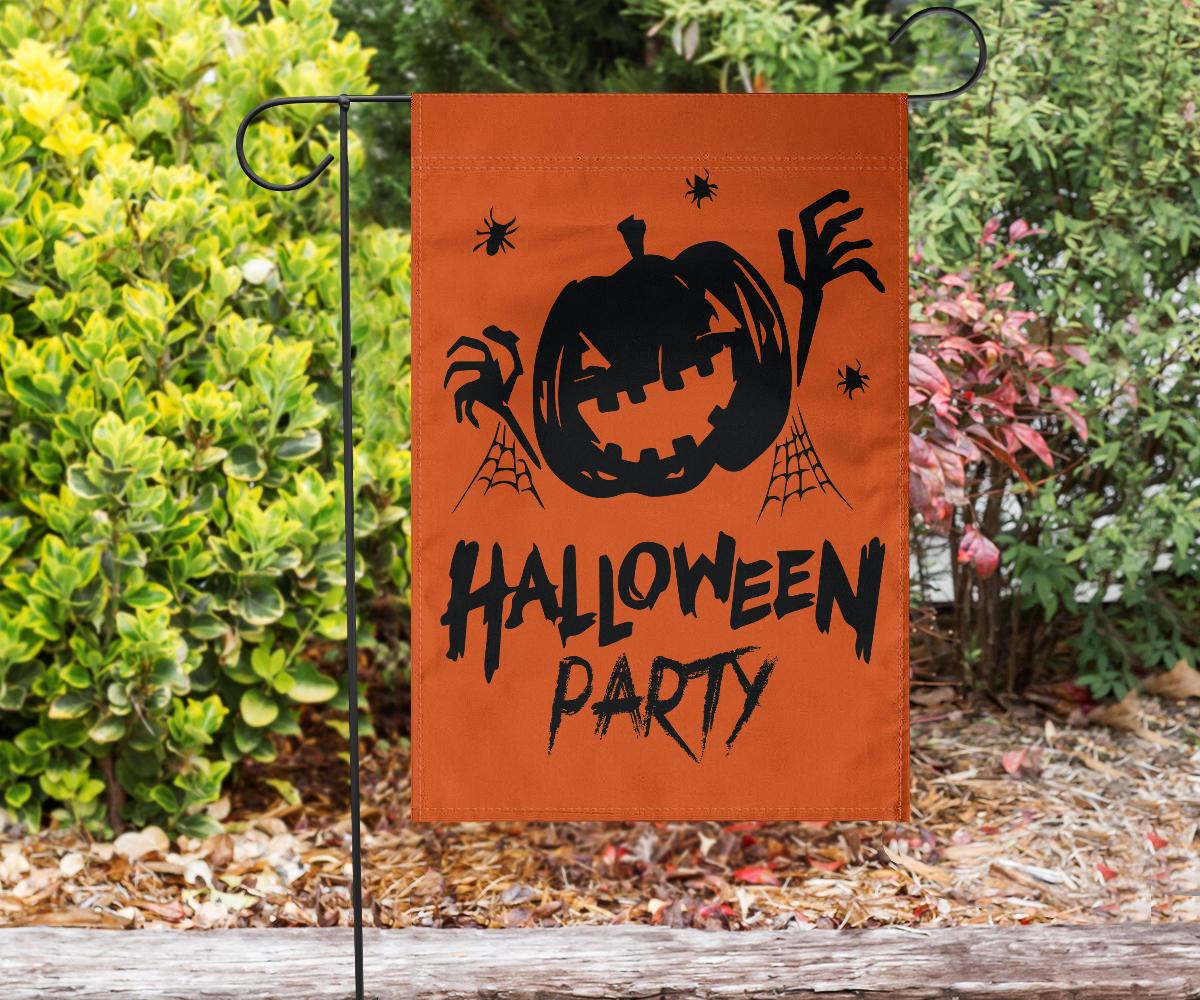 Halloween Party (Orange) - Halloween Flag GearRex Flag - Halloween Party (Orange) - Halloween Flag Garden Flag (18" X 12") 