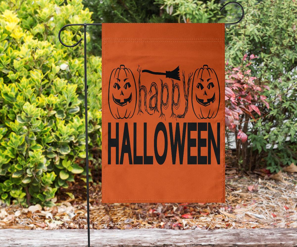 Happy Halloween (Orange) - Halloween Flag GearRex Flag - Happy Halloween (Orange) - Halloween Flag Garden Flag (18" X 12") 