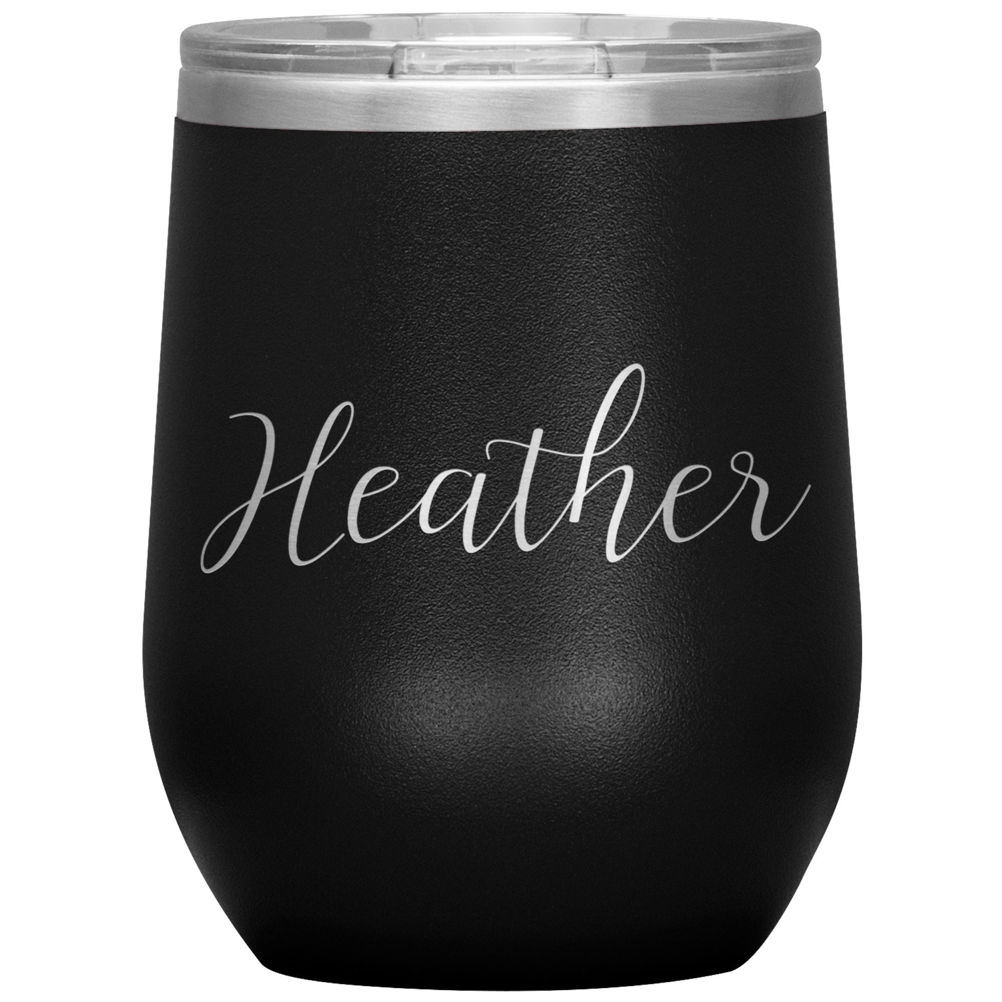 Heather - Personalized Wine Tumbler Wine Tumbler teelaunch Black 