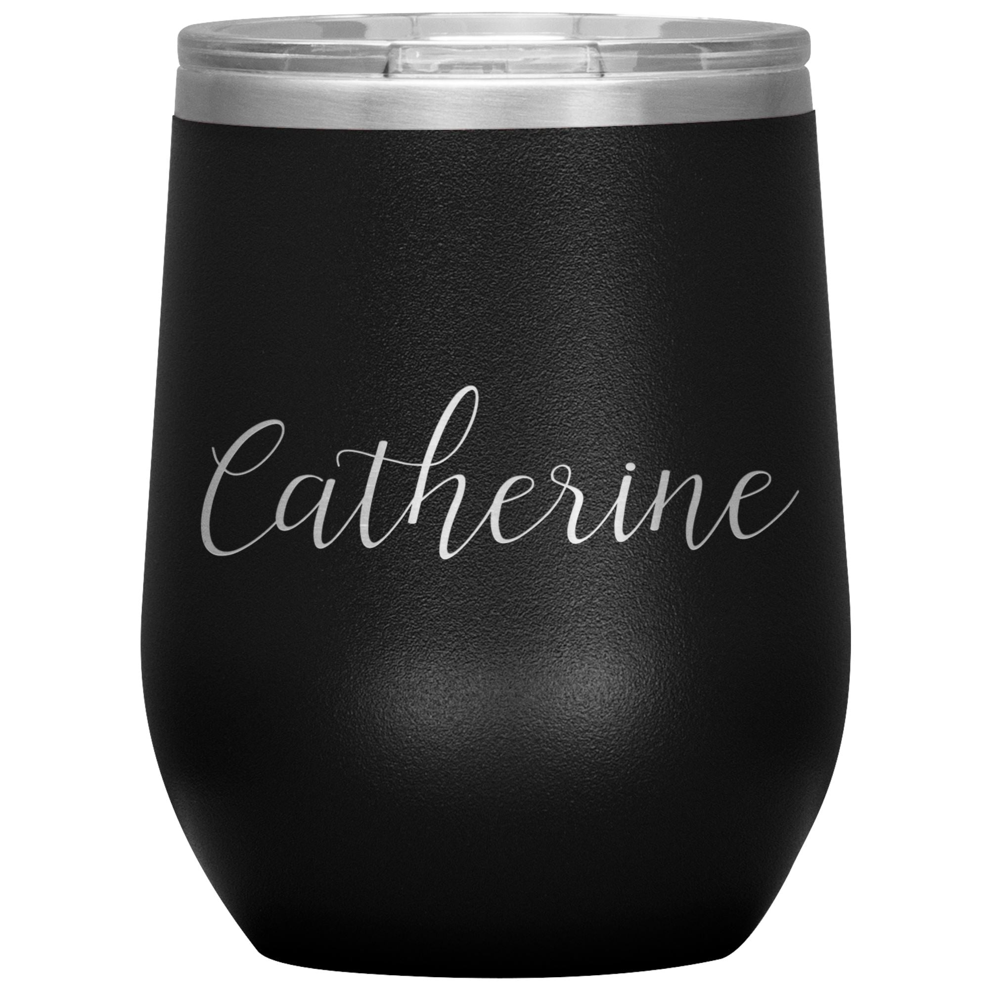 Catherine - Personalized Wine Tumbler Wine Tumbler teelaunch Black 