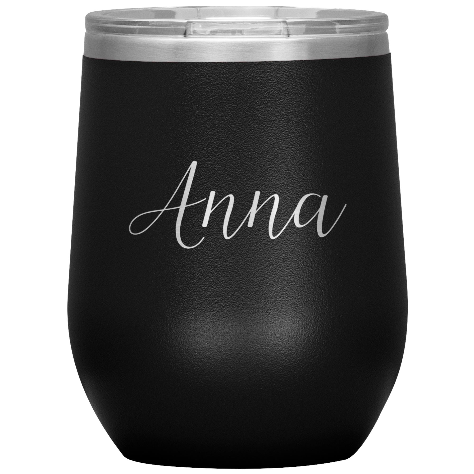 Anna - Personalized Wine Tumbler Wine Tumbler teelaunch Black 