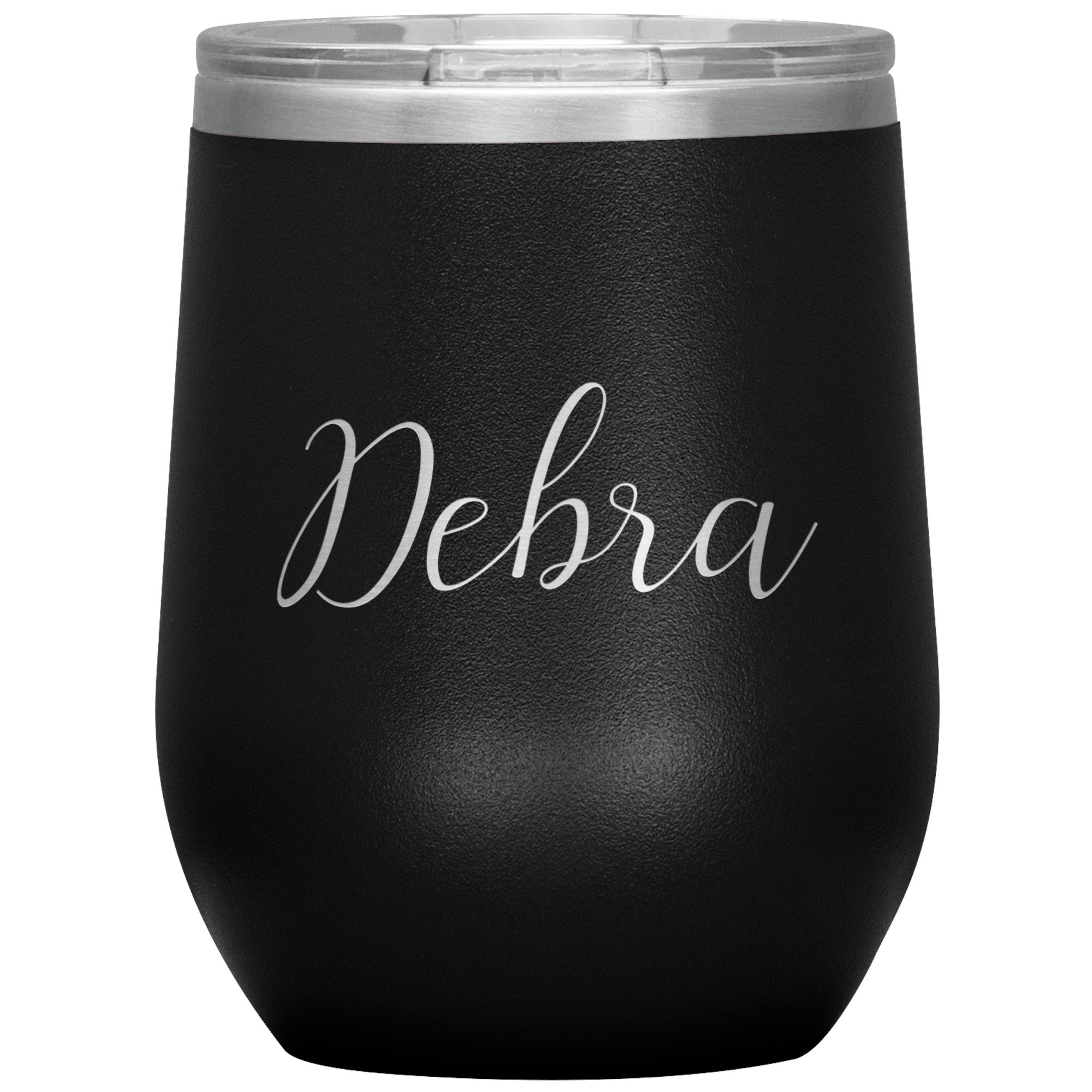 Debra - Personalized Wine Tumbler Wine Tumbler teelaunch Black 