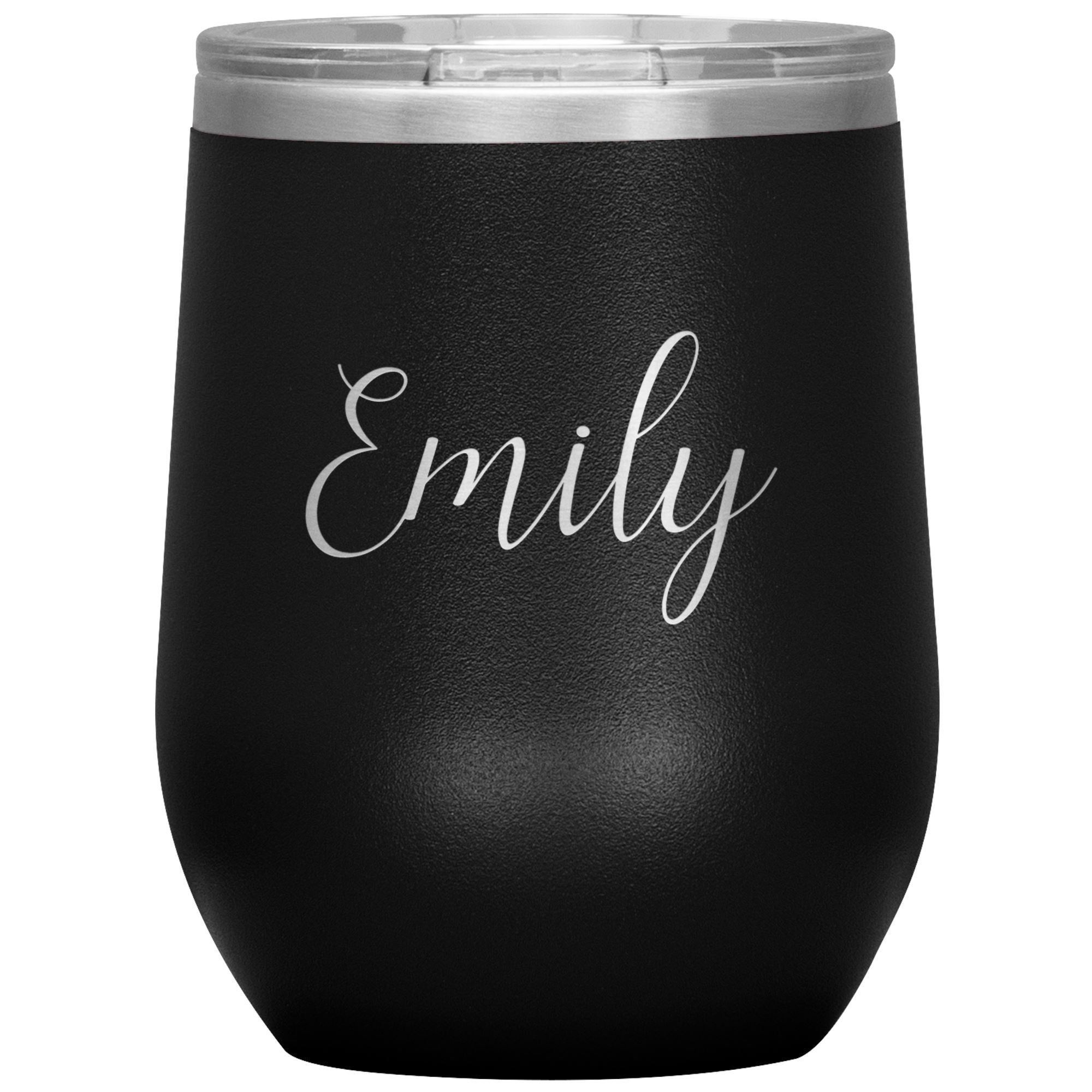 Emily - Personalized Wine Tumbler Wine Tumbler teelaunch Black 