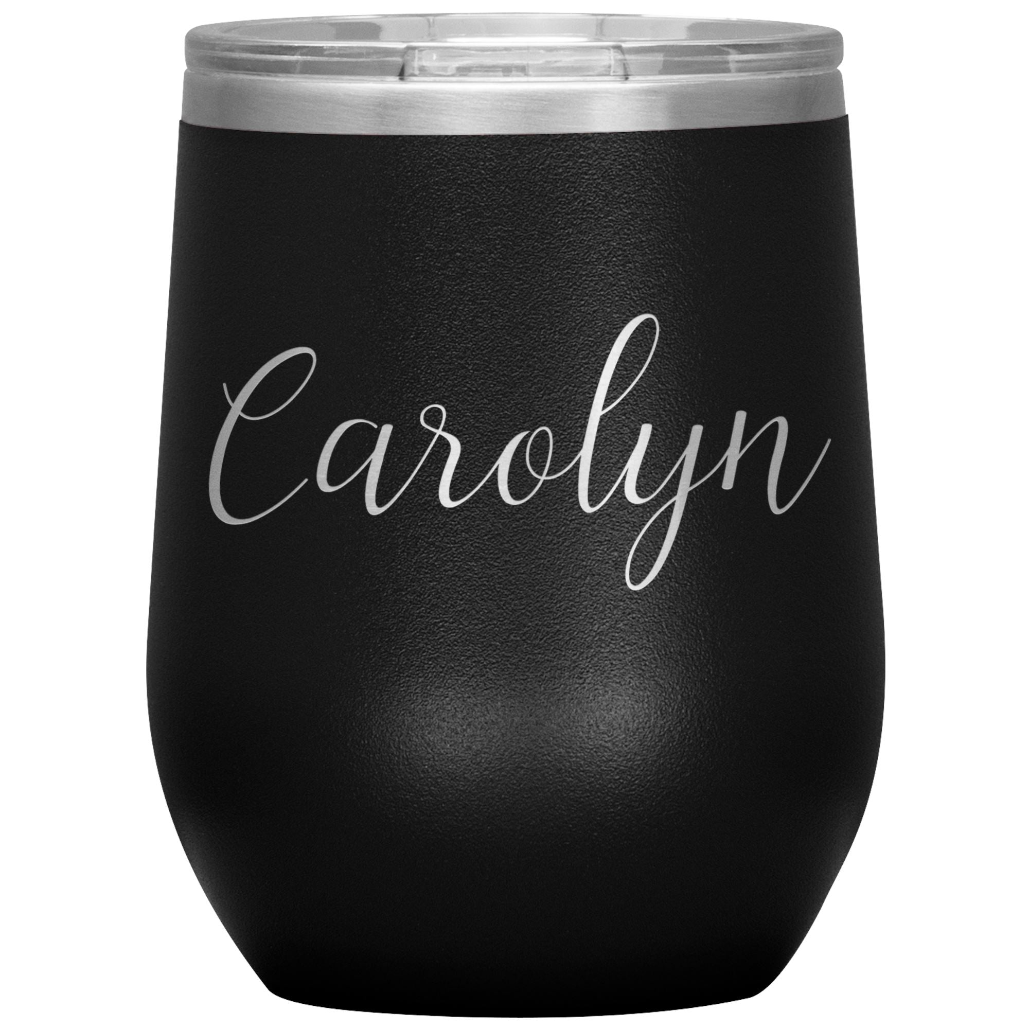 Carolyn - Personalized Wine Tumbler Wine Tumbler teelaunch Black 