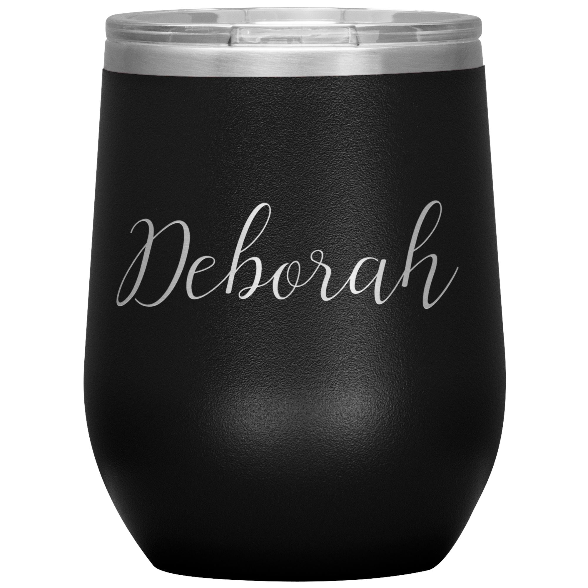 Deborah - Personalized Wine Tumbler Wine Tumbler teelaunch Black 