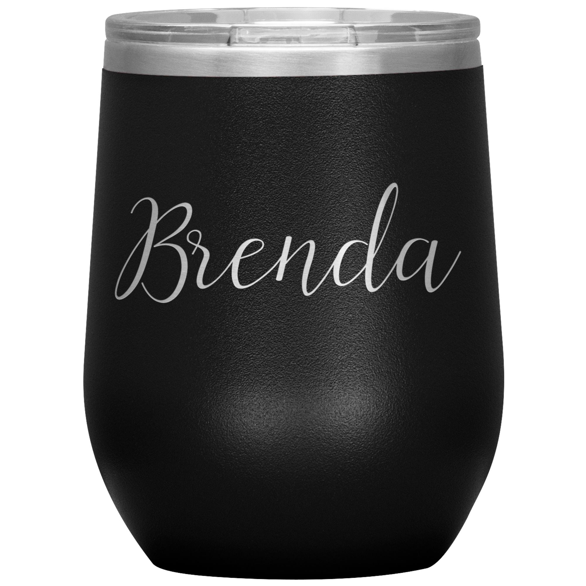 Brenda - Personalized Wine Tumbler Wine Tumbler teelaunch Black 