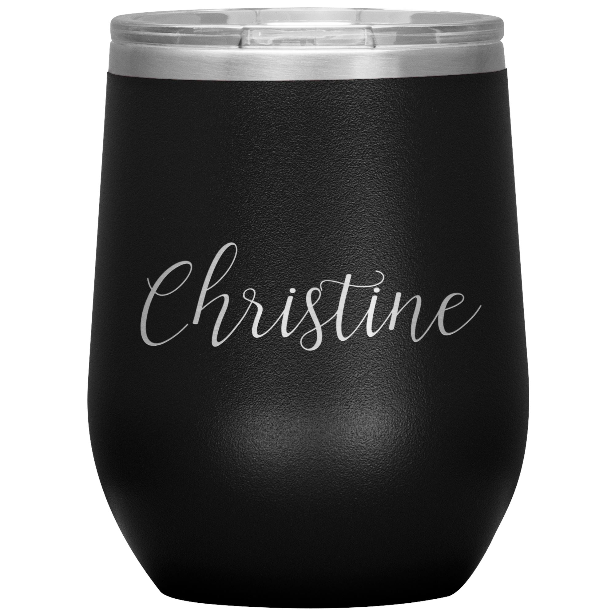 Christine - Personalized Wine Tumbler Wine Tumbler teelaunch Black 