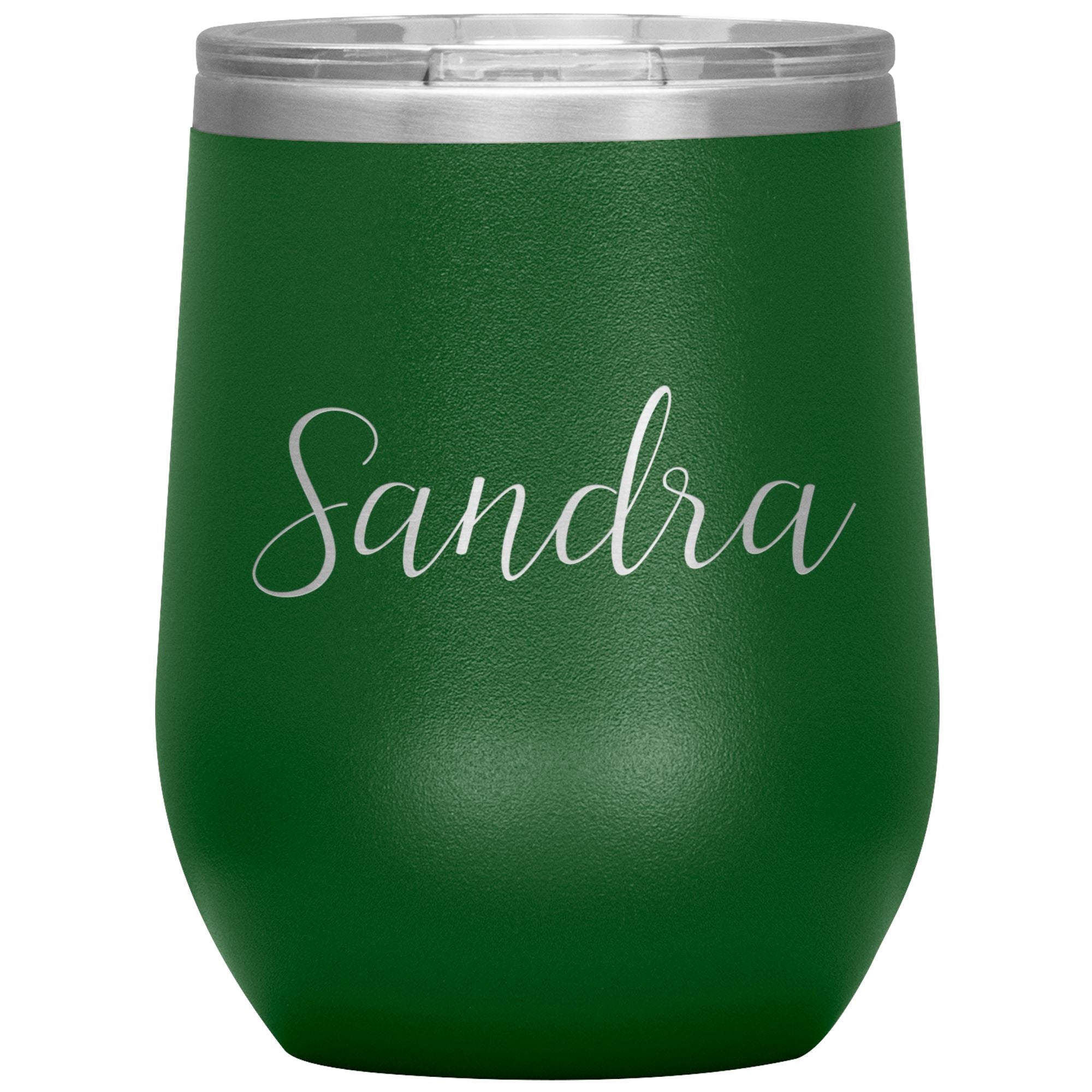 Sandra - Personalized Wine Tumbler Wine Tumbler teelaunch Green 