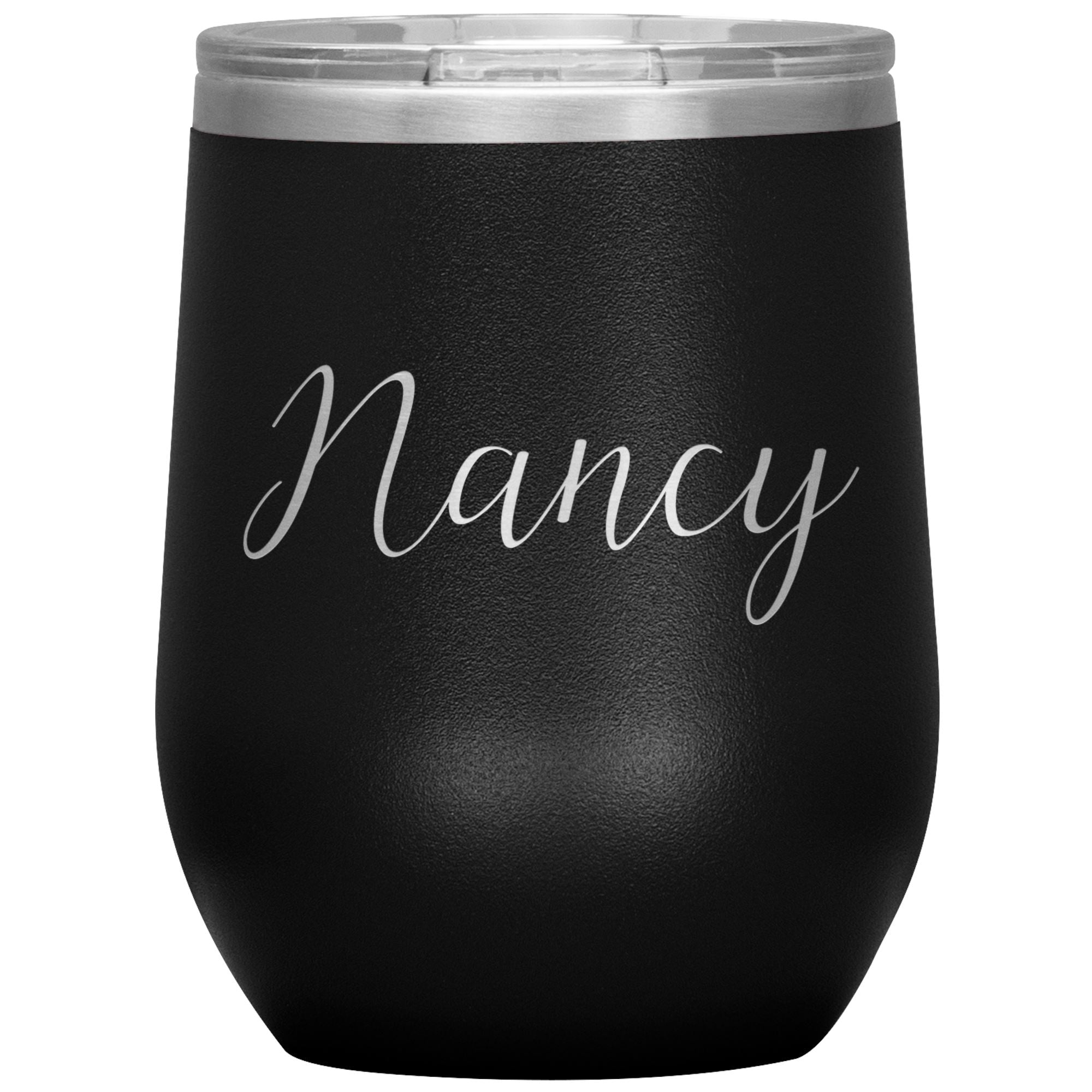 Nancy - Personalized Wine Tumbler Wine Tumbler teelaunch Black 