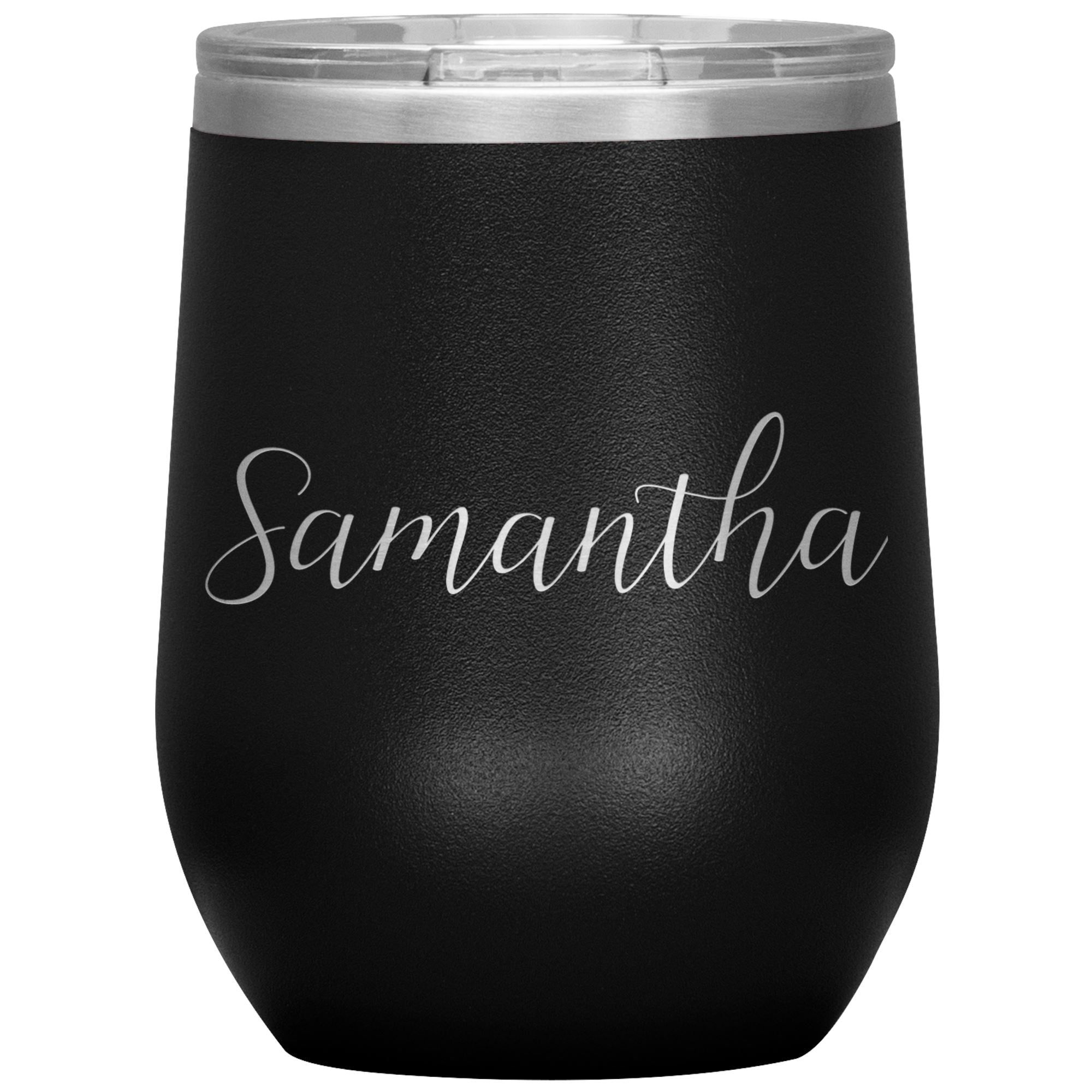 Samantha - Personalized Wine Tumbler Wine Tumbler teelaunch Black 