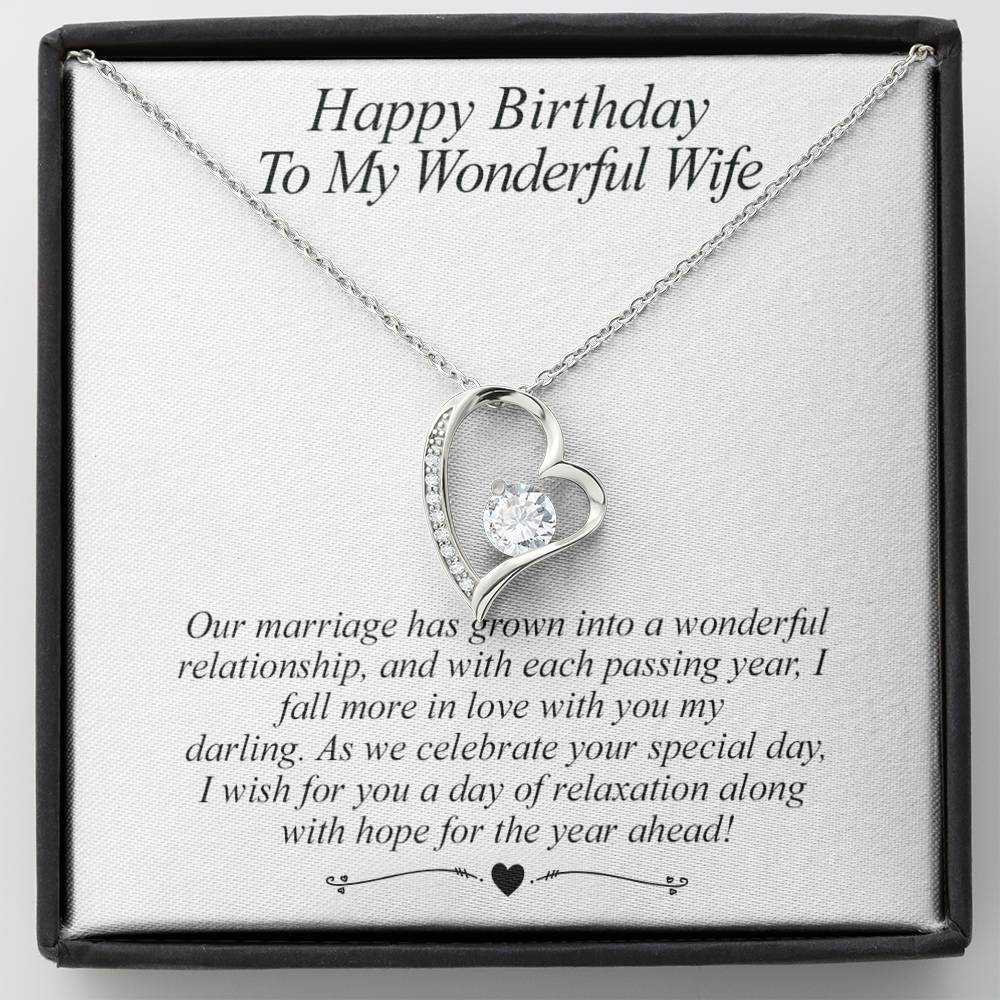Happy Birthday To MY Wonderful Wife - Heart Necklace Jewelry ShineOn Fulfillment 