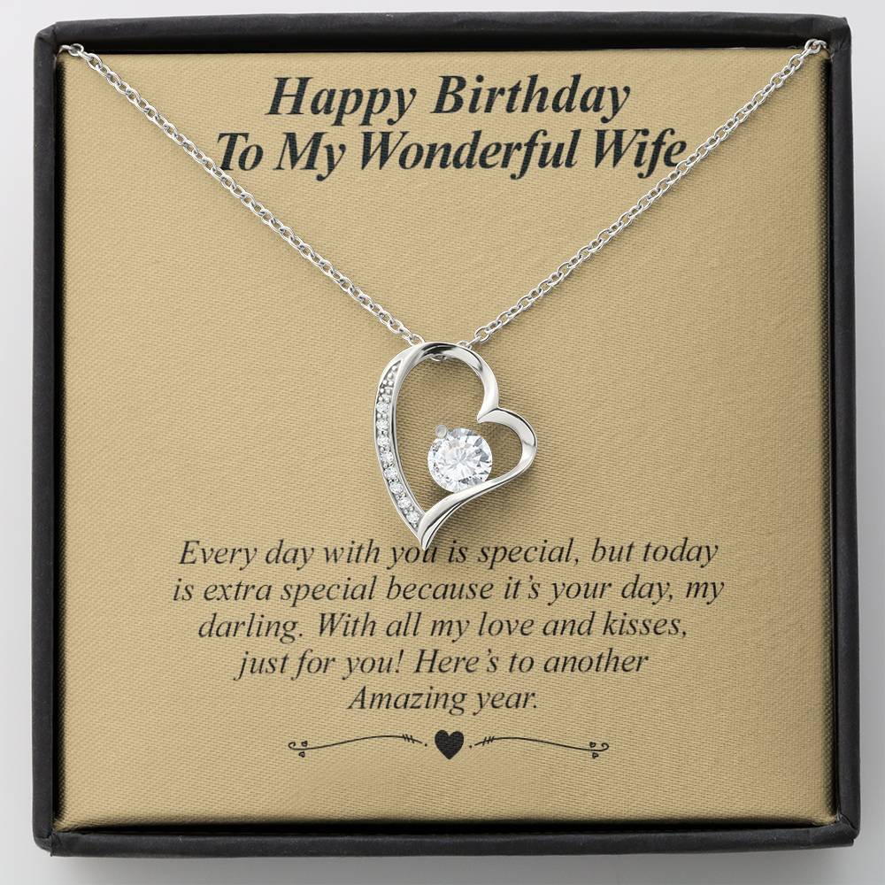 Happy Birthday To My Wonderful Wife - Heart Necklace Jewelry ShineOn Fulfillment 