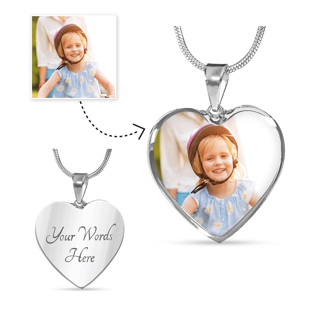 Your Own Photo - Heart - Luxury Necklace Jewelry ShineOn Fulfillment Luxury Necklace (Silver) Yes 