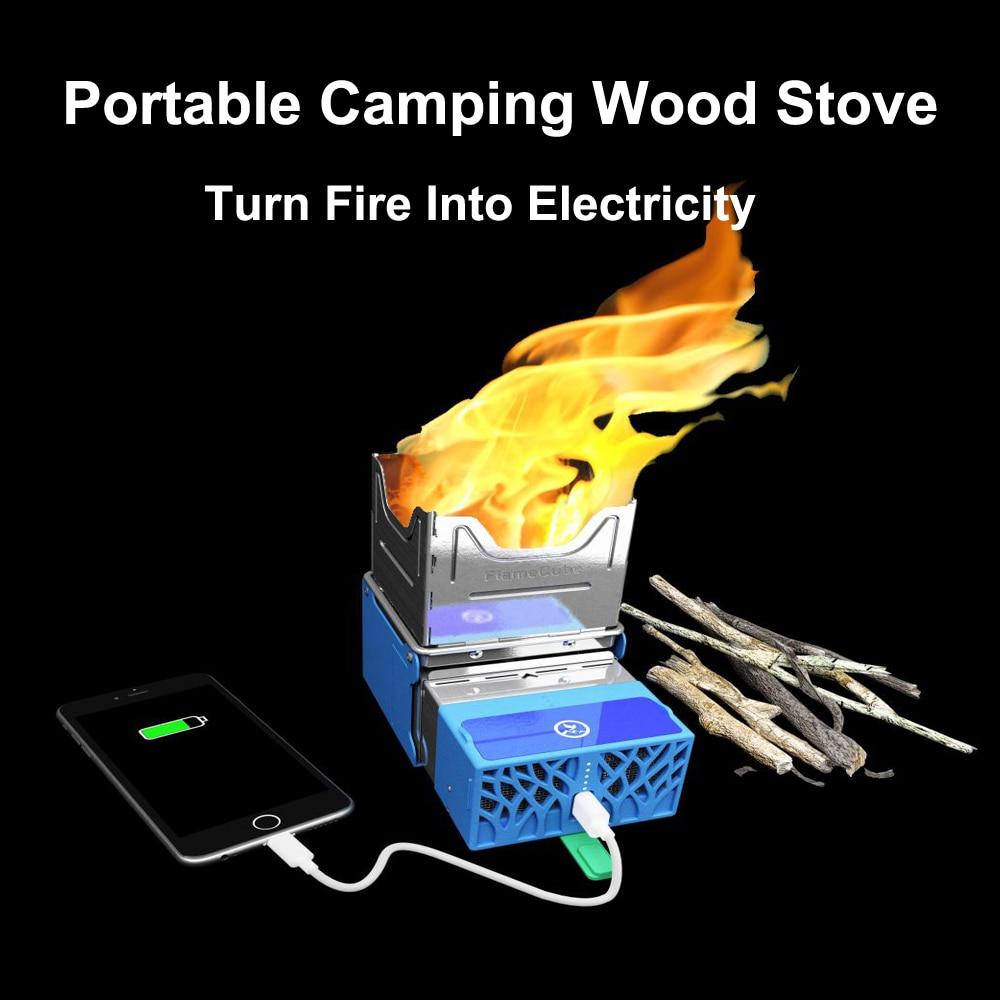 Portable Camping Wood Stove Wood Burning Stove Outdoor Folding Stove for Backpacking Survival Cooking Turn Fire Into Electricity GearRex 
