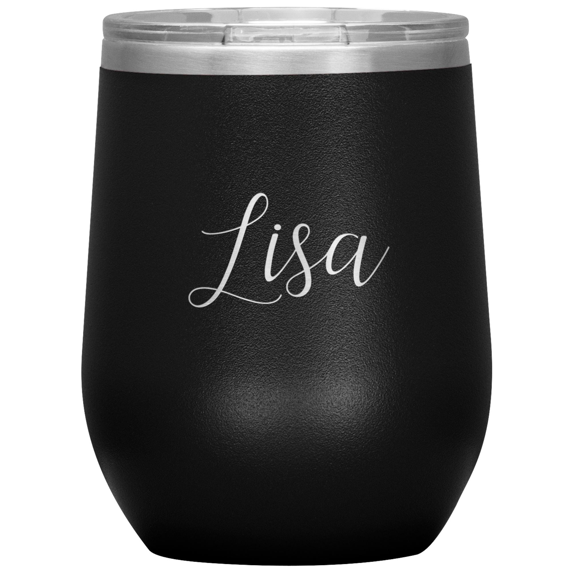 Lisa - Personalized Wine Tumbler Wine Tumbler teelaunch Black 