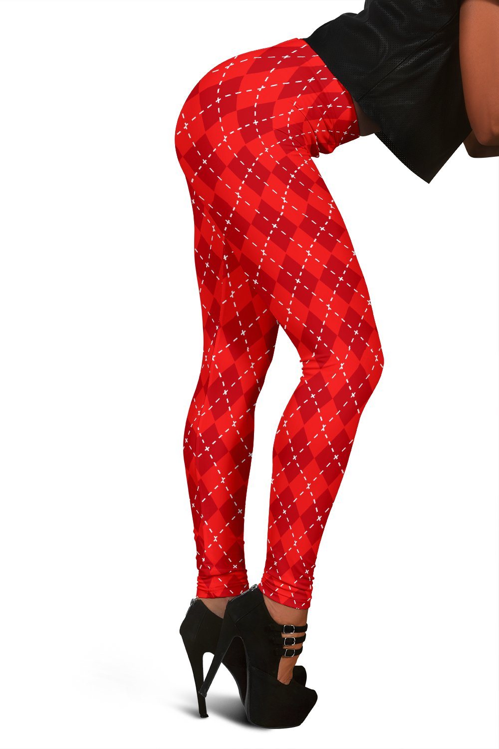 Red Argyle Womens Leggings GearRex 