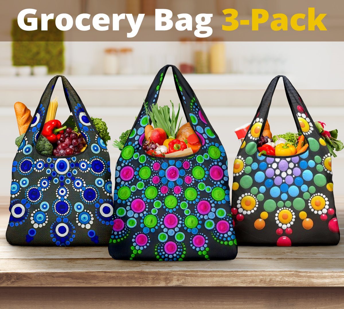 3 Mandala Grocery Bags` GearRex 