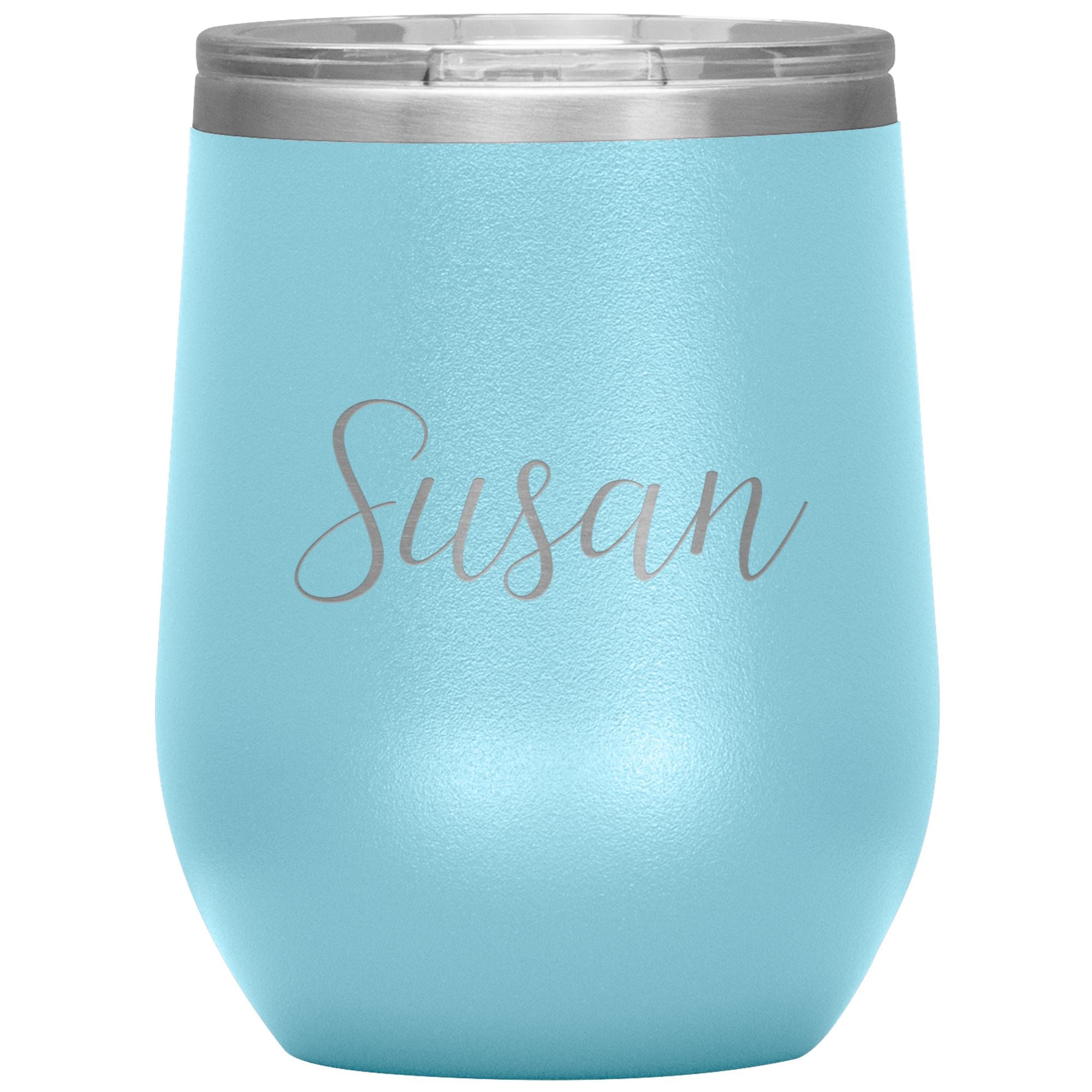 Susan - Personalized Wine Tumbler Wine Tumbler teelaunch Light Blue 