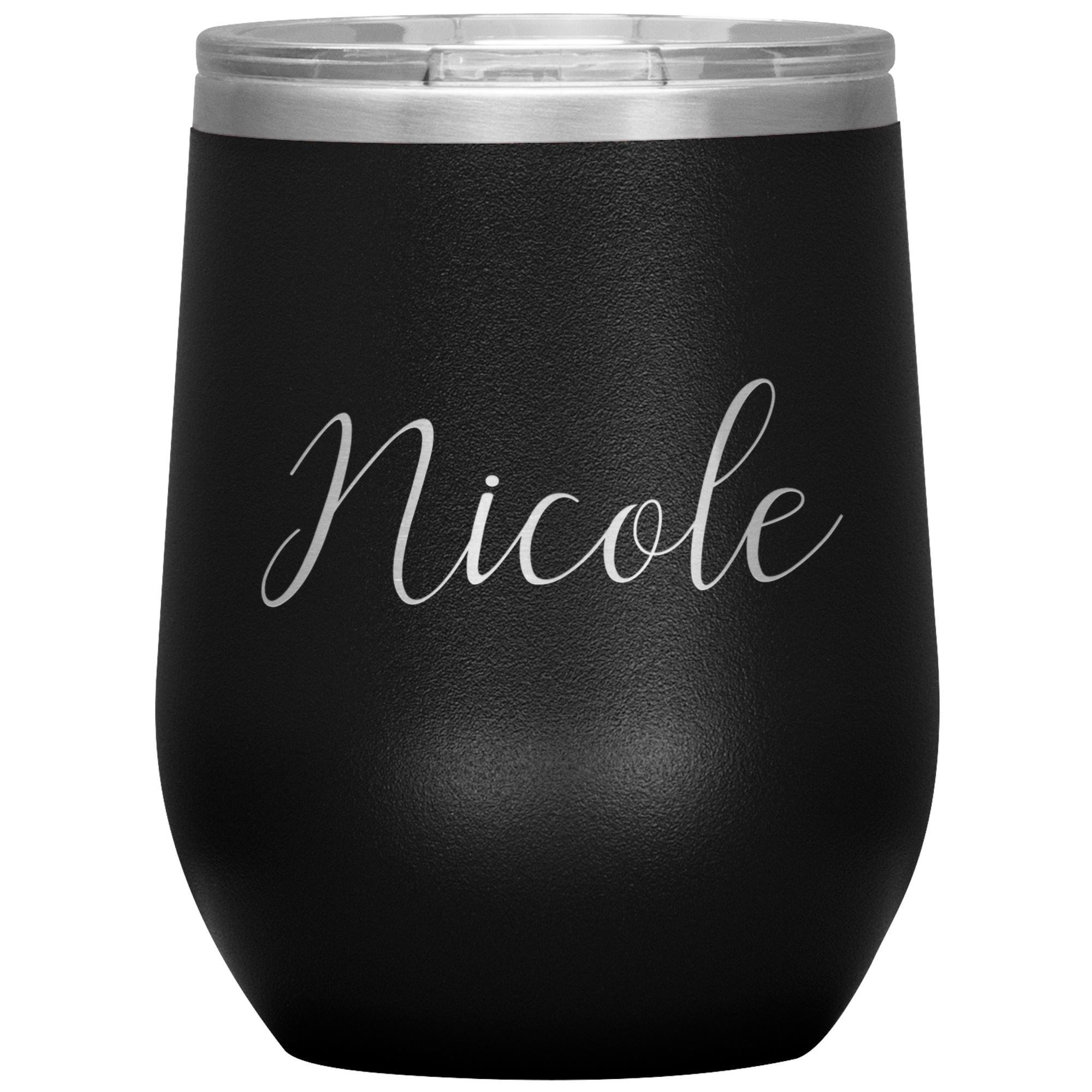 Nicole - Personalized Wine Tumbler Wine Tumbler teelaunch Black 
