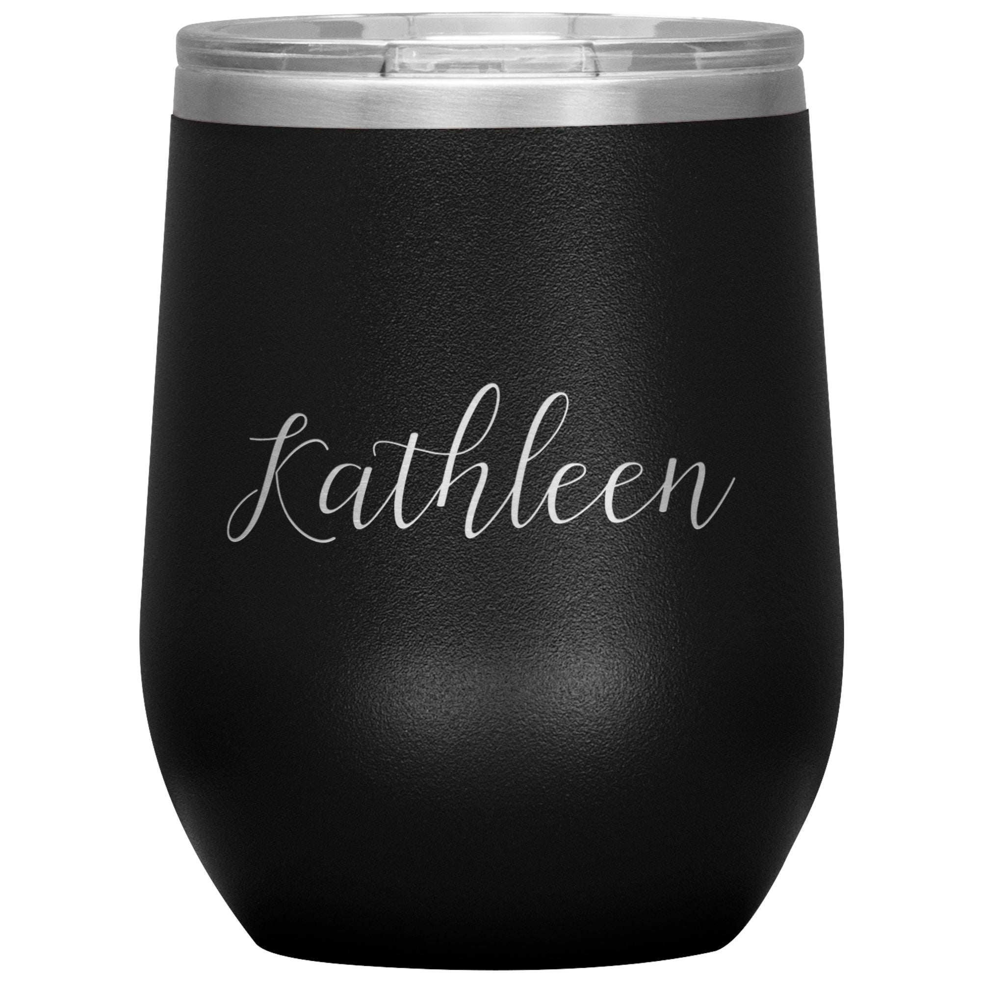 Kathleen - Personalized Wine Tumbler Wine Tumbler teelaunch Black 
