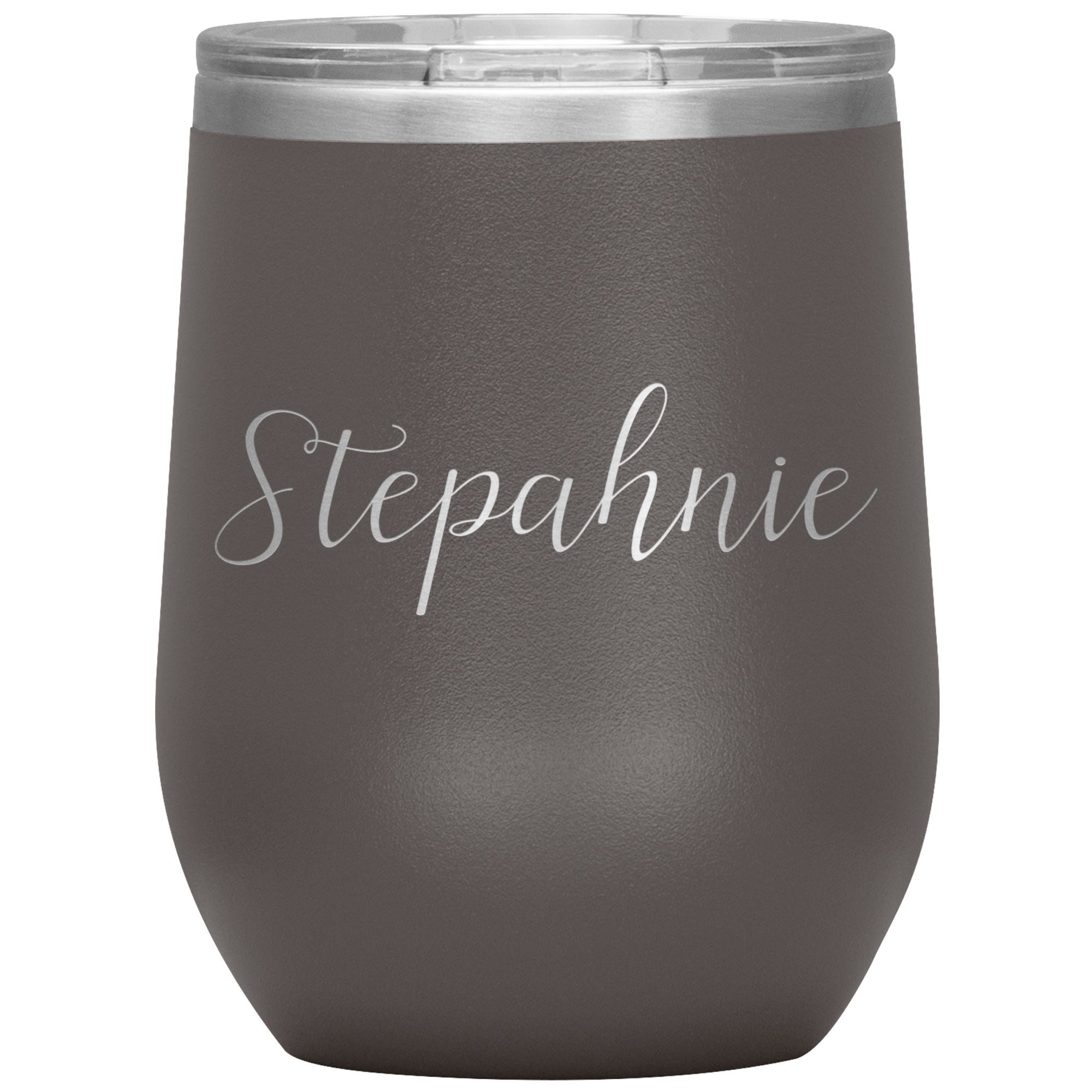 Stephanie - Personalized Wine Tumbler Wine Tumbler teelaunch Pewter 