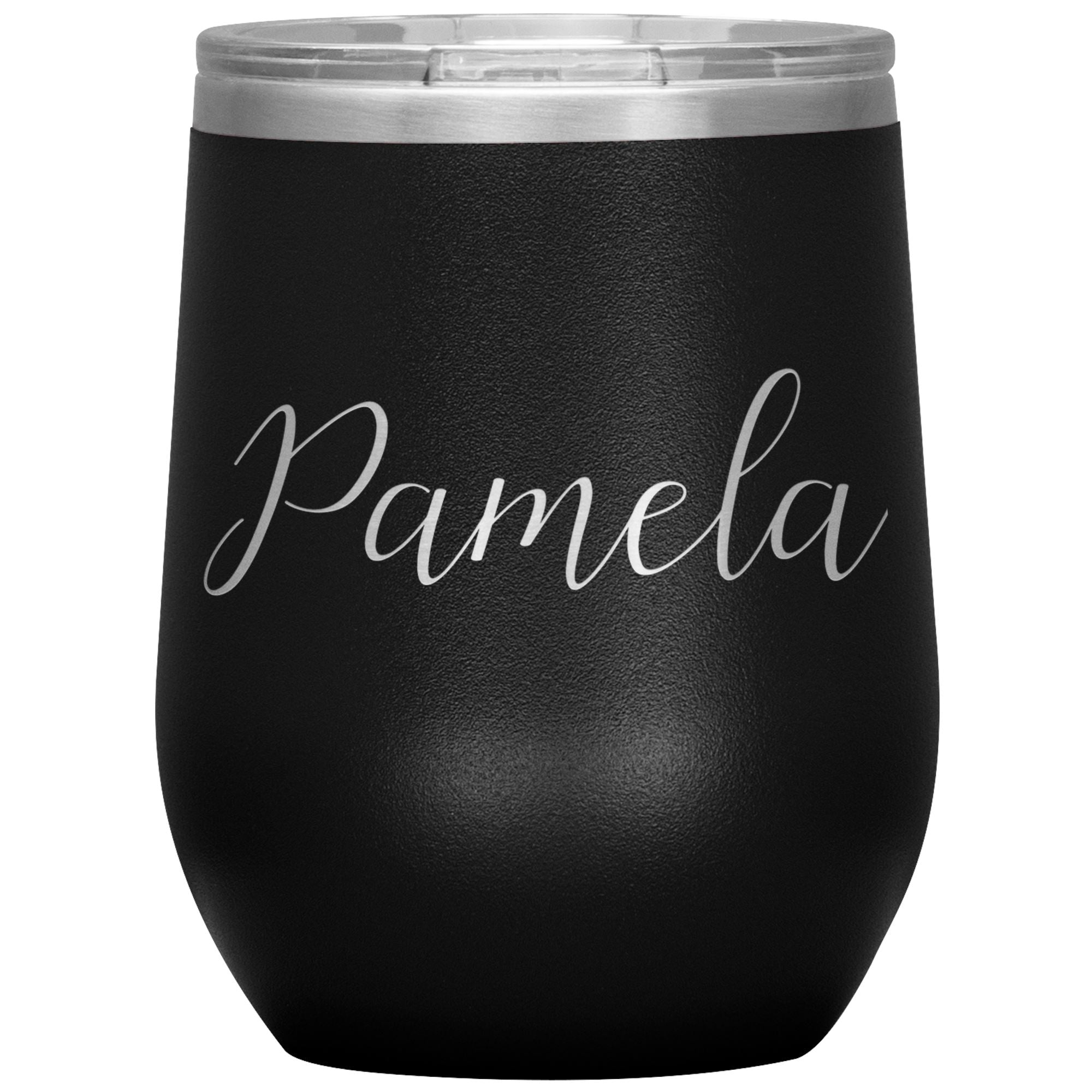 Pamela - Personalized Wine Tumbler Wine Tumbler teelaunch Black 