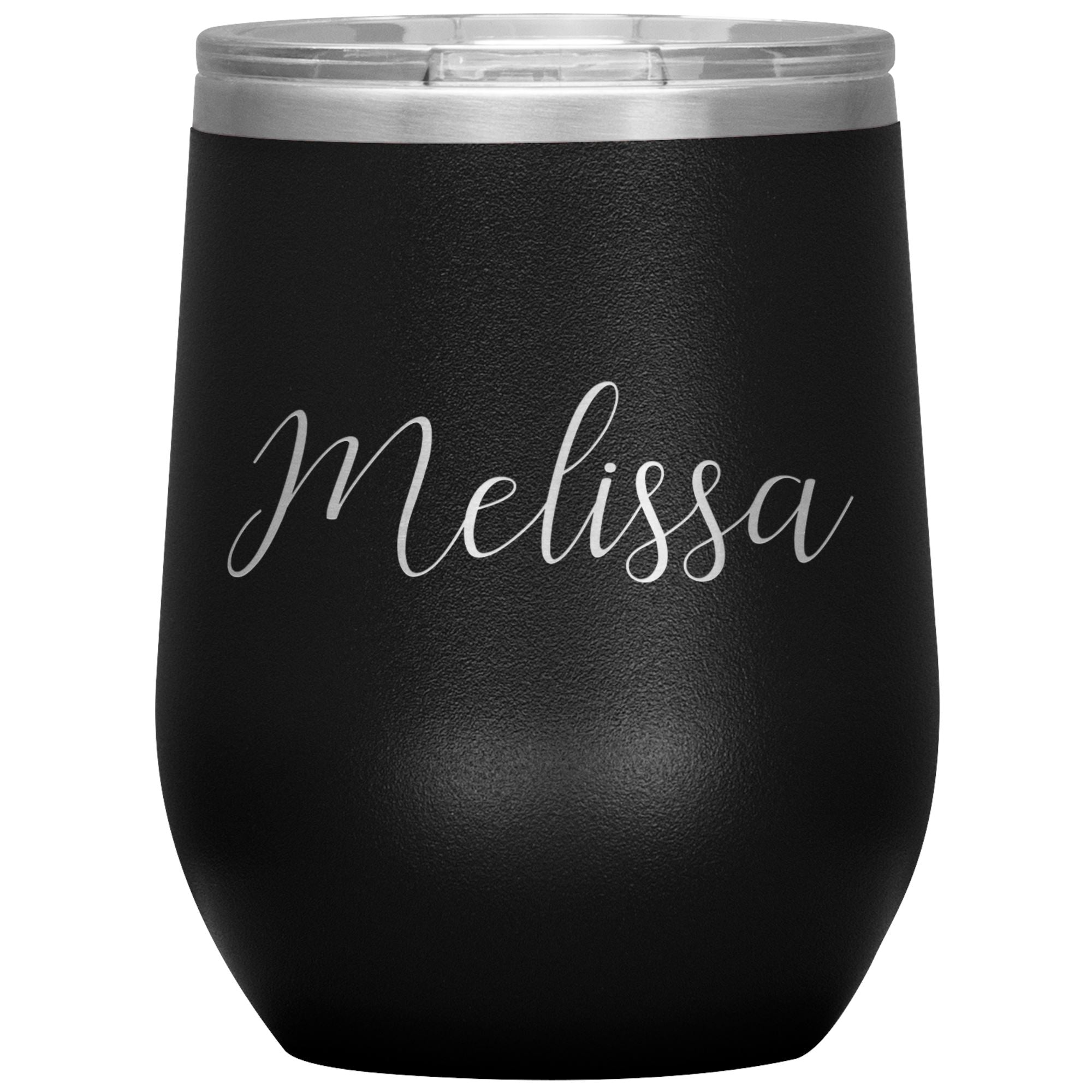 Melissa - Personalized Wine Tumbler Wine Tumbler teelaunch Black 