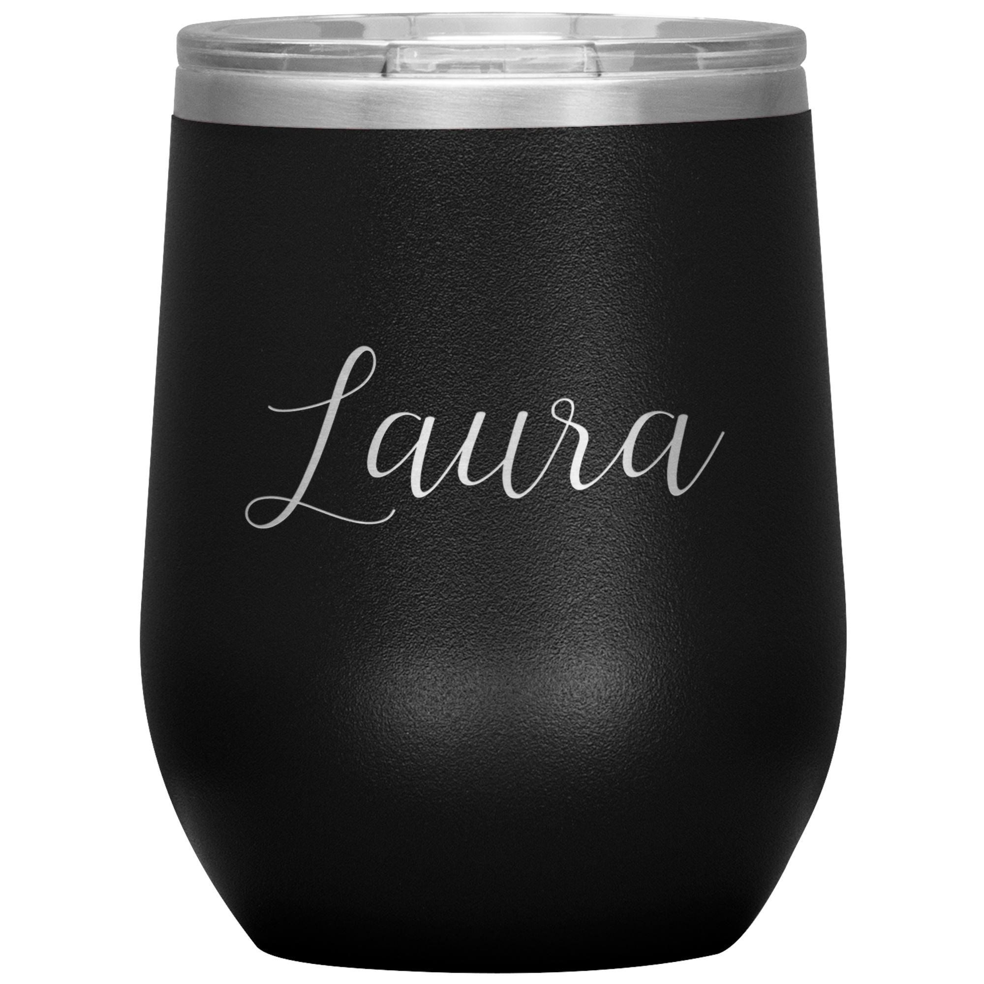 Laura - Personalized Wine Tumbler Wine Tumbler teelaunch Black 